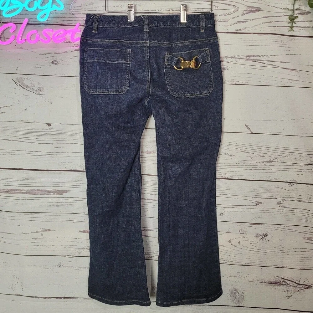 Y2K Michael Kors Blue Denim Straight Mid Rise‎ Dark Wash Wide Leg Jeans Womans 6